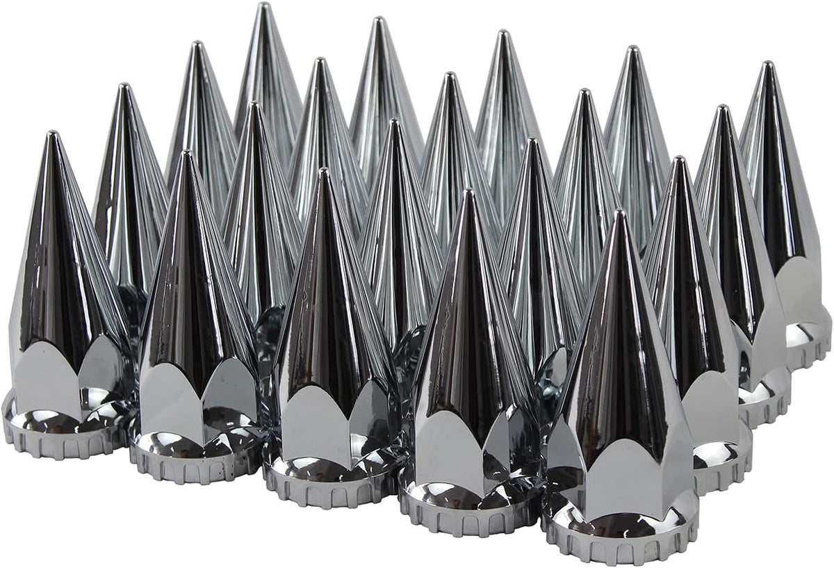 ABS Chrome Plastic 33Mm Thread-On Spiked Lug Nut Covers for Semi Trucks (Pack of 20) image 1
