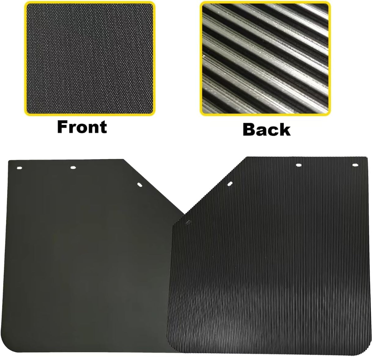 2 Pack 24 X 24 Inch Black Polymer Mud Flaps Angled Fit for Semi Trucks Trailers image 3