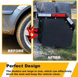 2 Pack 24 X 30 Inch Black Polymer Mud Flaps Angled Fit for Semi Trucks Trailers thumbnail 4
