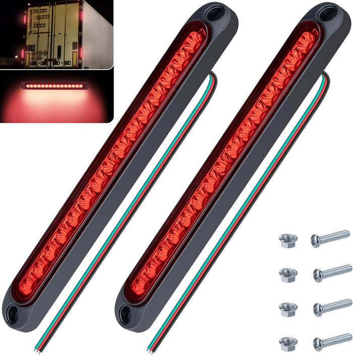 2 PCS Led Trailer Tail Light Bar, 10 Inch 15 Red Led Brake Lights Strip Assembly, IP67 Waterproof Trailer Light Kit for Golf Cart, for Marine Boats Golf Cart Offroad Truck RV UTV ATV
