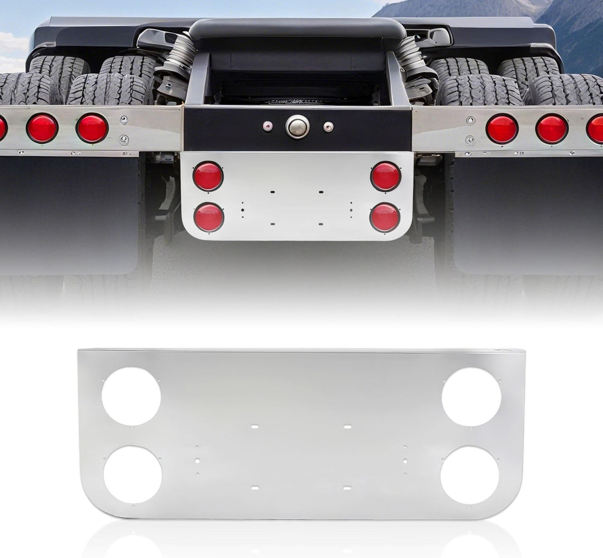 Stainless Steel Tail Light Panel for Semi Trucks & Trailers 4.49” & 2.31” Round image 8