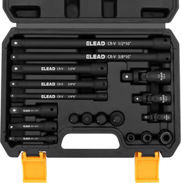 18PC Impact Socket Extension Set Swivel Universal Joints 1/4 3/8 1/2 Drive Socket Extension Bar Adapter Set for Automotive thumbnail 1