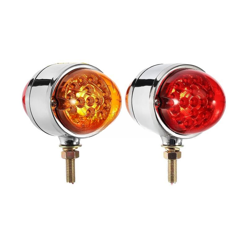1 Pair Amber Red 17 LED Dual Revolution Watermelon Light for Freightliner Kenworth Peterbilt Semi Truck image 1