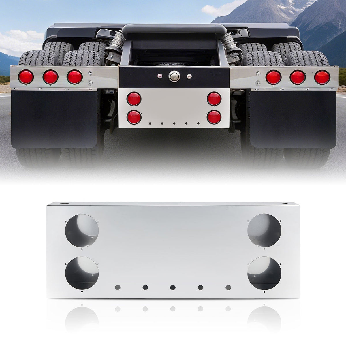 Stainless Steel Tail Light Panel for Semi Trucks & Trailers – 4.49” & 0.67” image 1