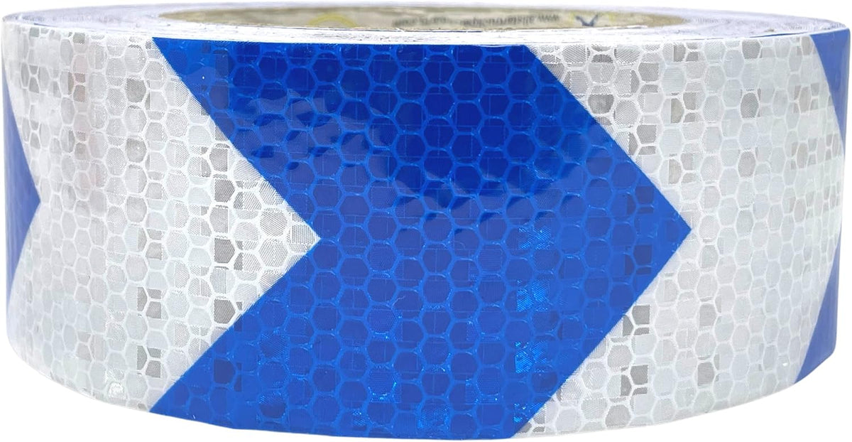 Blue Arrow Reflective Tape, 2" Hazard Warning Tape Waterproof - High Intensity Reflector Conspicuity Safety Tape Strong Adhesive Crystal Lattice Blue Arrow (2 in X 75 FT) image 1