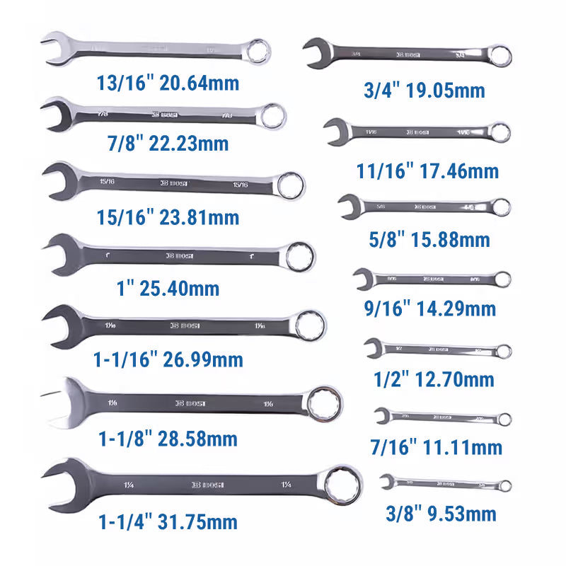 14 Pieces SAE Combination Wrench Set (3/8" to 1-1/4") with Roll-Up Storage Pouch image 2