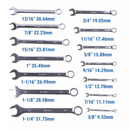 14 Pieces SAE Combination Wrench Set (3/8" to 1-1/4") with Roll-Up Storage Pouch thumbnail 2