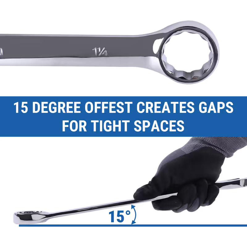 14 Pieces SAE Combination Wrench Set (3/8" to 1-1/4") with Roll-Up Storage Pouch image 4