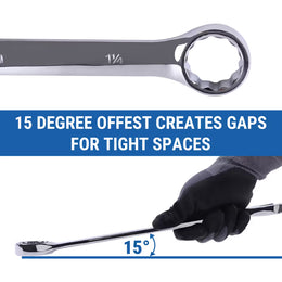 14 Pieces SAE Combination Wrench Set (3/8" to 1-1/4") with Roll-Up Storage Pouch thumbnail 4