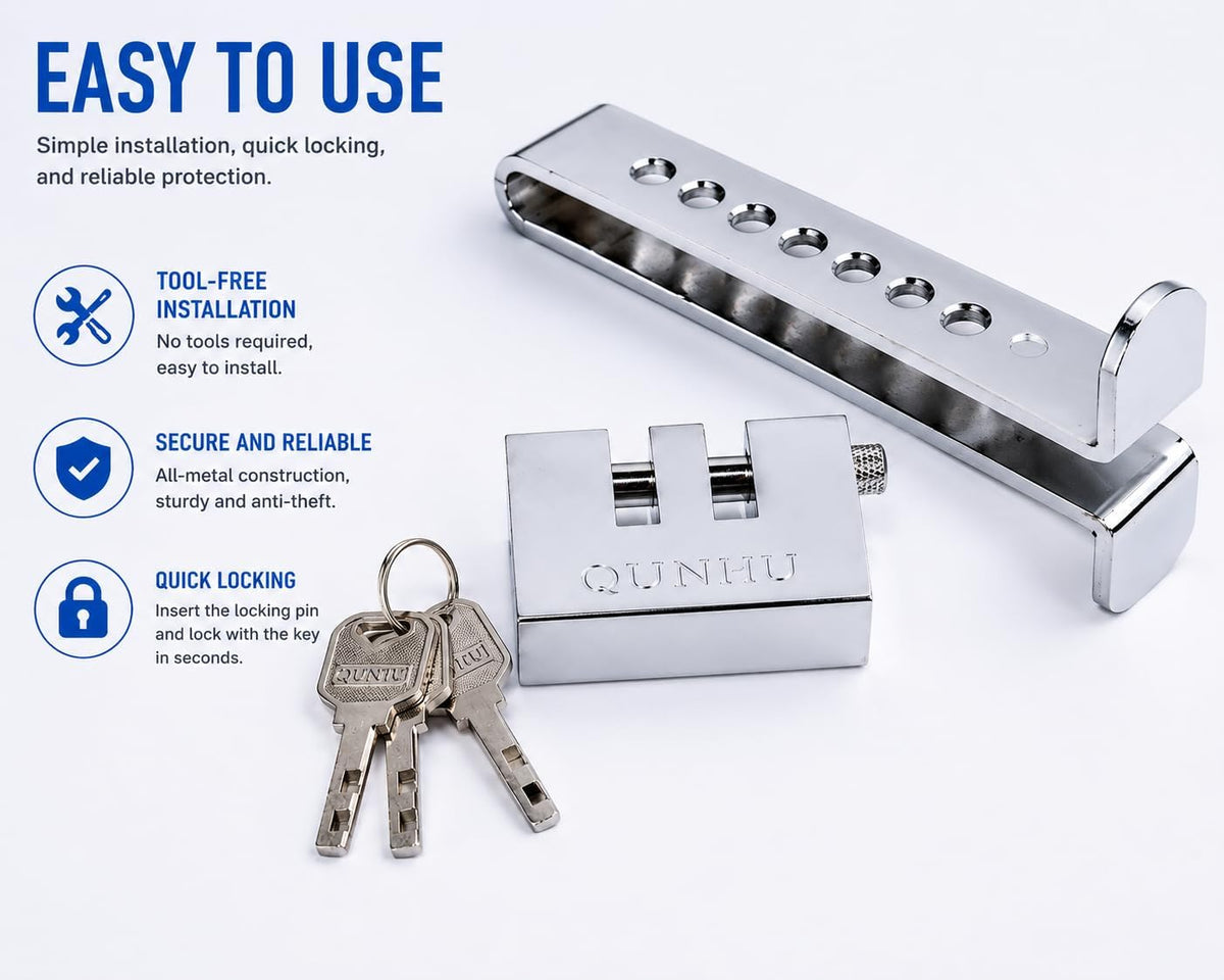 General Car Anti-Theft Brake Clutch Lock, Heavy Duty Stainless Steel Vehicle Security Lock, Portable Keyed Brake Pedal Lock for Cars, Trucks, Suvs, Silver image 2