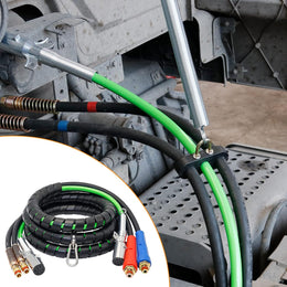 15FT Semi Truck Air Lines Kit 3 in 1 Trailer Cord and Air Brake Hoses Assembly, 7 Way ABS Electric Power Line Air Hoses Kit for Semi Truck Trailer Tractor thumbnail 6