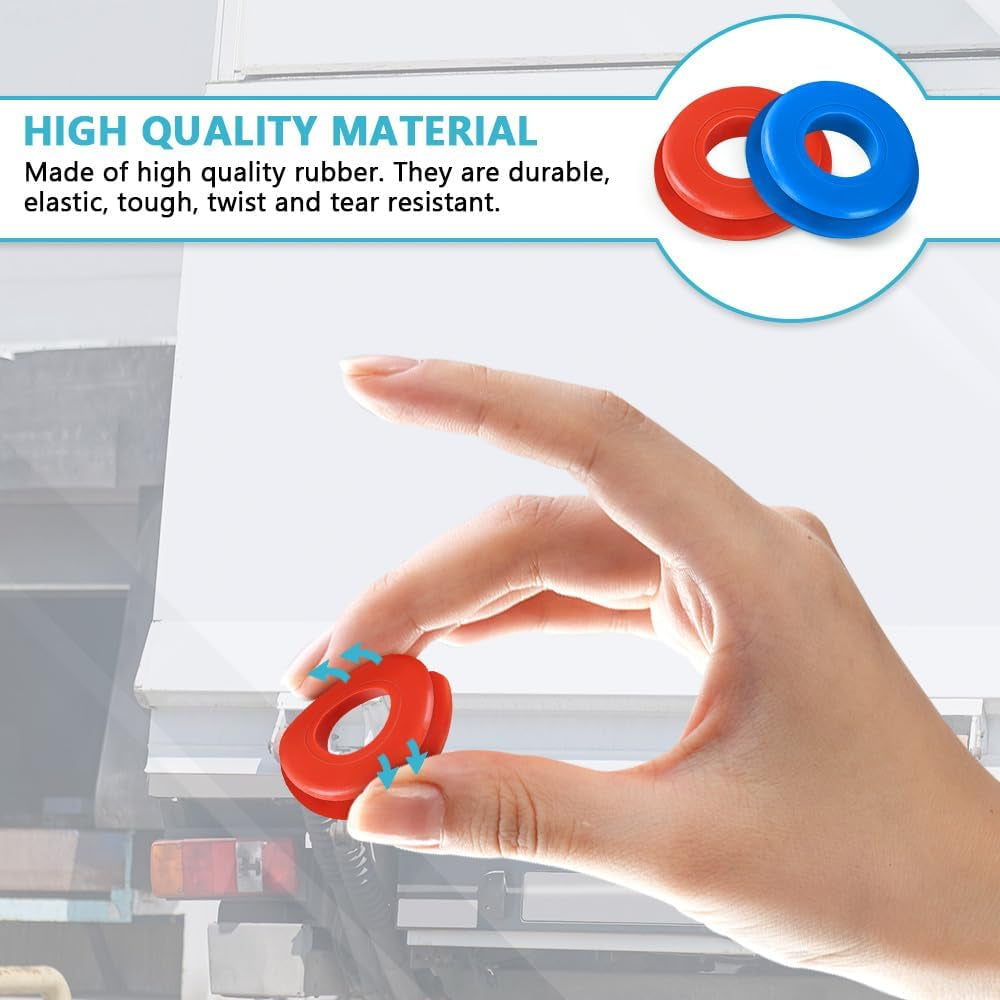20PCS Glad Hand Seals, Rubber Gladhand Seals, Glad Hand Seal Washers Grommets round Gaskets for Semi Trucks Trailers Brake Air Hose, Parts Number 10028, Semi Truck Accessories (Red+Blue) image 4