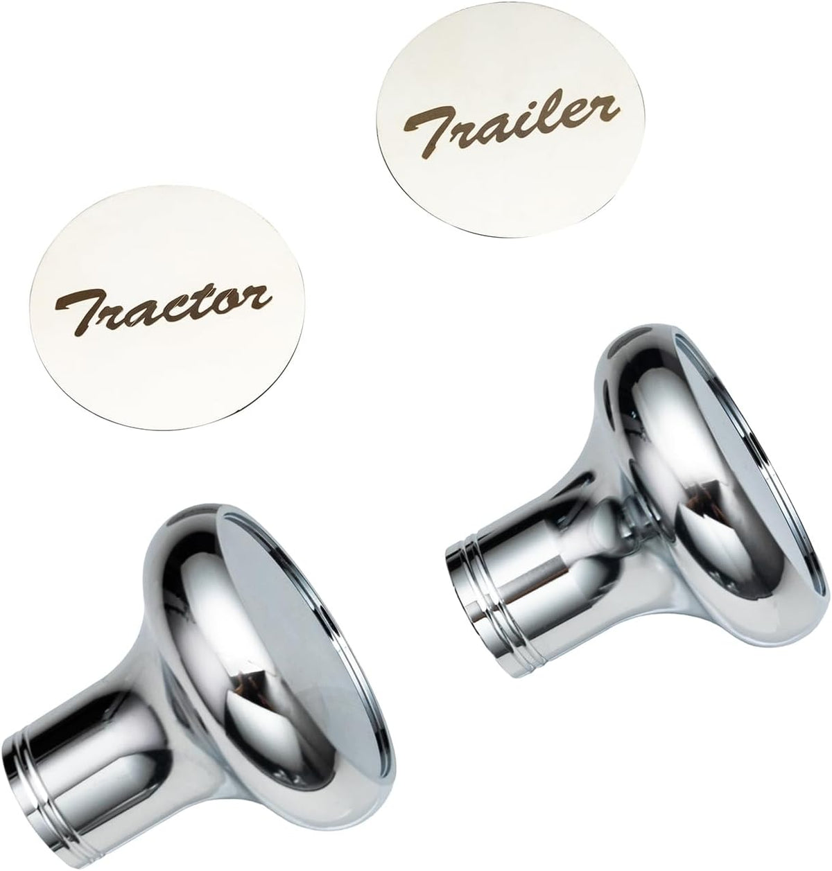 Pair of Tractor/Trailer Air Valve Knobs Made from Aluminum Interior Accessories Air Brake Knobs Compatible with Kenworth T680 Peterbilt 379 389 579 Freightliner, Chrome Stainless Steel (2 Set) image 3