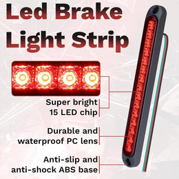 2 PCS Led Trailer Tail Light Bar, 10 Inch 15 Red Led Brake Lights Strip Assembly, IP67 Waterproof Trailer Light Kit for Golf Cart, for Marine Boats Golf Cart Offroad Truck RV UTV ATV thumbnail 6