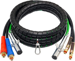 15FT Semi Truck Air Lines Kit 3 in 1 Trailer Cord and Air Brake Hoses Assembly, 7 Way ABS Electric Power Line Air Hoses Kit for Semi Truck Trailer Tractor thumbnail 1
