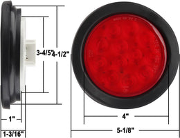 10Pcs 4 Inch round Led Trailer Tail Lights Red 12 LED Waterproof 4" round LED Stop Turn Tail Brake Light Marker Trailer Truck RV Lights Sealed Grommet Flush Mount W/3 Prong Wire Pigtails thumbnail 4