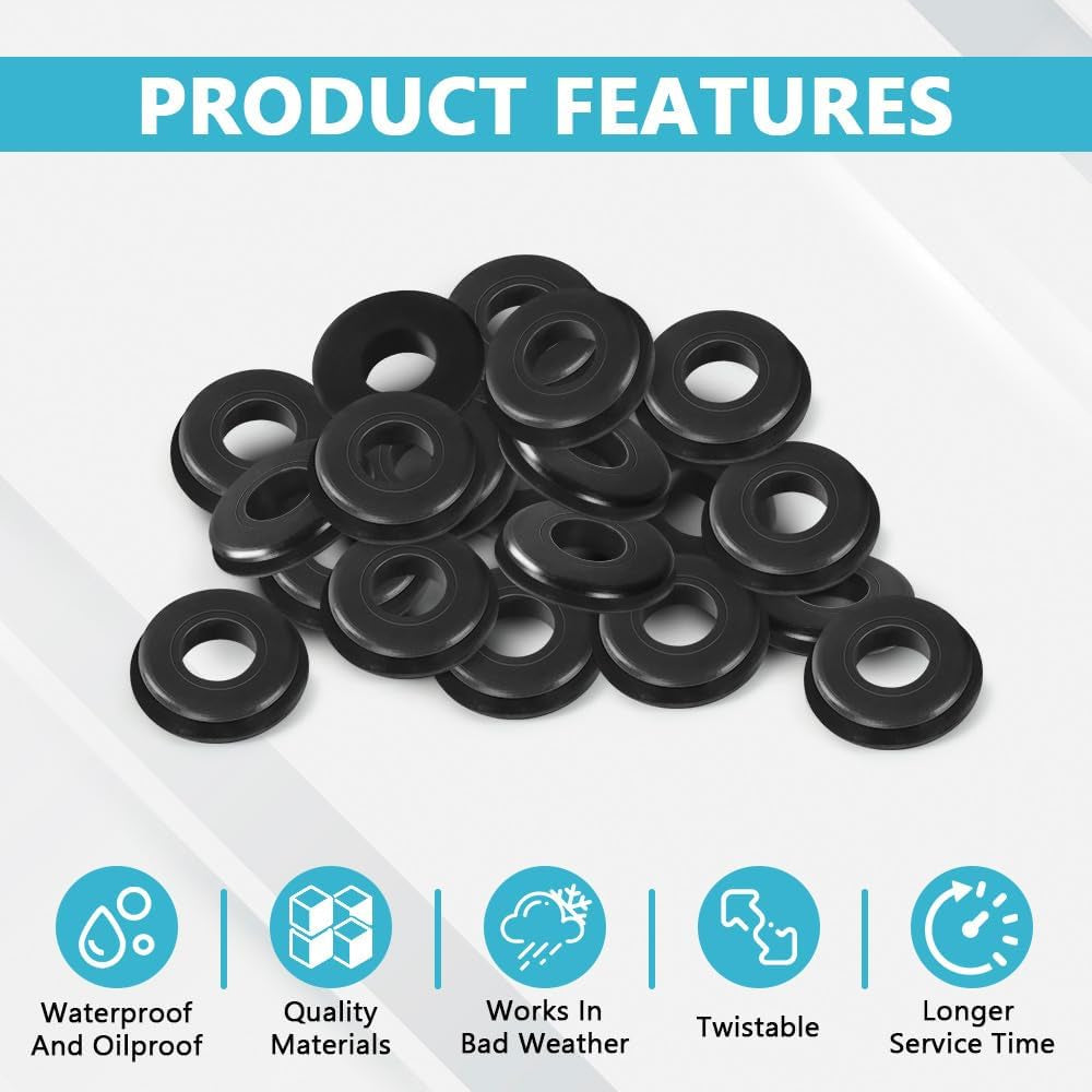 20PCS Glad Hand Seals, Rubber Gladhand Seals, Glad Hand Seal Washers Grommets round Gaskets for Semi Trucks Trailers Brake Air Hose, Parts Number 10028, Semi Truck Accessories (Black) image 5