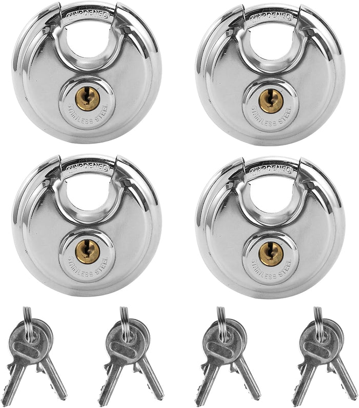 Disc Lock for Storage Unit, 2-3/4" Keyed Padlocks,Stainless Steel Discus Lock Heavy Duty, Waterproof Rustproof round Locks with Keys for Storage Unit Outdoor Shedstorage Locker Locks with Keys