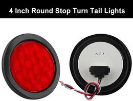 10Pcs 4 Inch round Led Trailer Tail Lights Red 12 LED Waterproof 4" round LED Stop Turn Tail Brake Light Marker Trailer Truck RV Lights Sealed Grommet Flush Mount W/3 Prong Wire Pigtails thumbnail 2