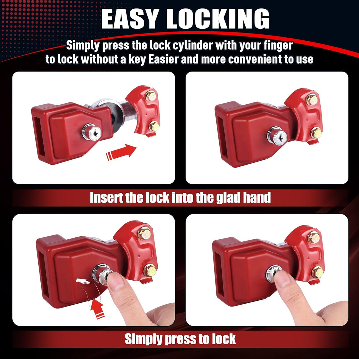 NAKAKEKO Plastic, Glad Hand Lock, Keyed Alike Pair (12-Pack) for Tractor Trailer Trucks - Semi Trailer Lock image 5