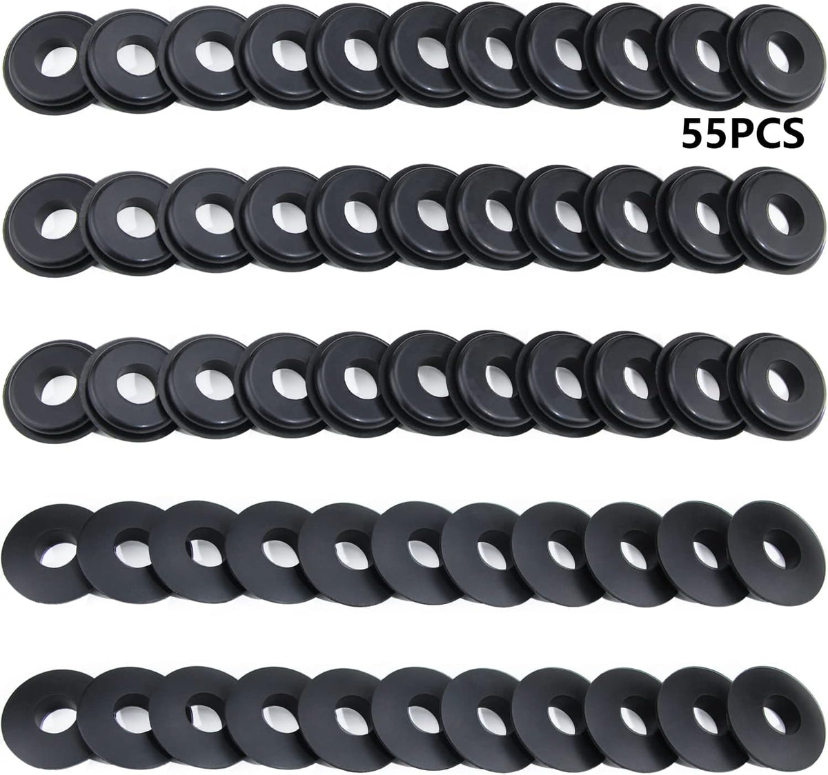 55Pcs Glad Hand Seals Rubber, Gladhand Washers Black Rubber Gaskets Elastic Grommets for Semi Trucks Trailers Brake Air Hose Parts Number 10028 image 1