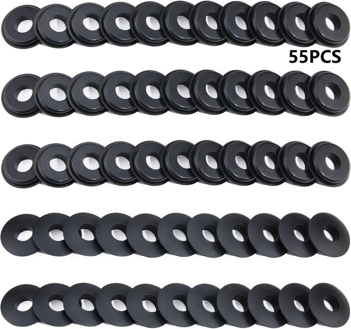 55Pcs Glad Hand Seals Rubber, Gladhand Washers Black Rubber Gaskets Elastic Grommets for Semi Trucks Trailers Brake Air Hose Parts Number 10028