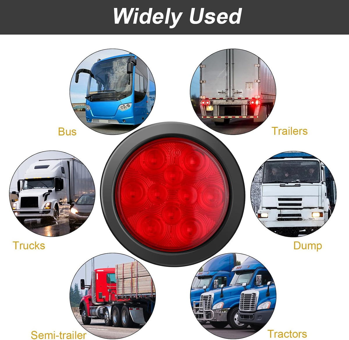 4 Inch round LED Trailer Tail Lights, 10 LED Trailer Marker Lights Waterproof 12V Turn Brake Stop Light Sealed Flush Mount for Truck RV Boat(Red,12) image 5