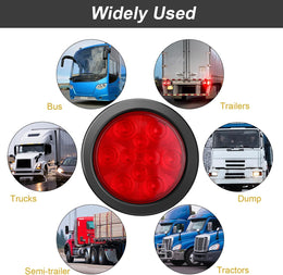 4 Inch round LED Trailer Tail Lights, 10 LED Trailer Marker Lights Waterproof 12V Turn Brake Stop Light Sealed Flush Mount for Truck RV Boat(Red,12) thumbnail 5