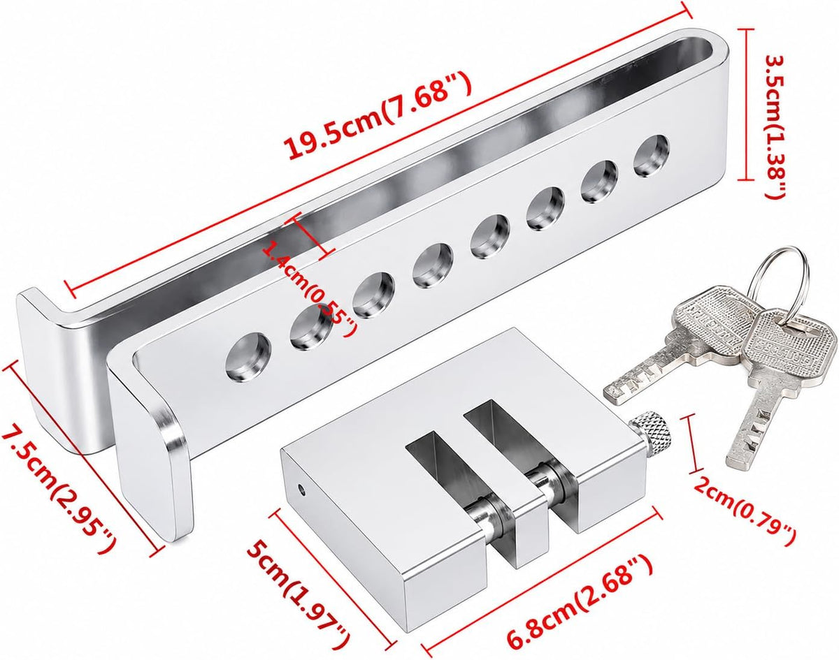 General Car Anti-Theft Brake Clutch Lock, Heavy Duty Stainless Steel Vehicle Security Lock, Portable Keyed Brake Pedal Lock for Cars, Trucks, Suvs, Silver image 7