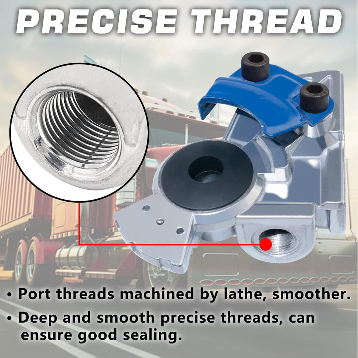 37 Degree Glad Hands Set with 2Pcs Seals Universal Emergency Service Aluminum Gladhand Brake Air Hose Coupling Parts Handshake Kit Connectors for Semi Trucks Trailers Tractors, 1 Pair image 2
