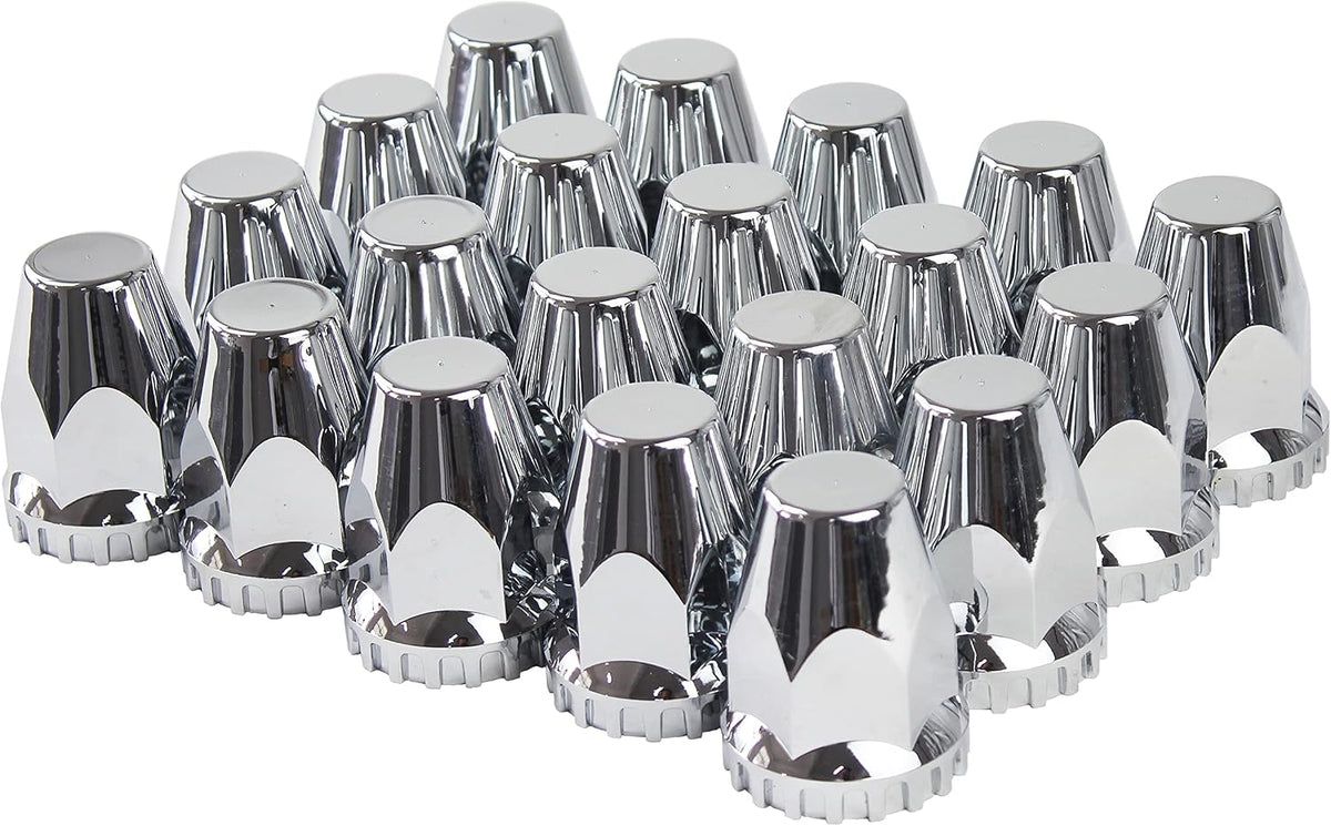 ABS Chrome Plastic 33Mm Thread-On Standard Lug Nut Covers for Semi Trucks (Pack of 20) image 1