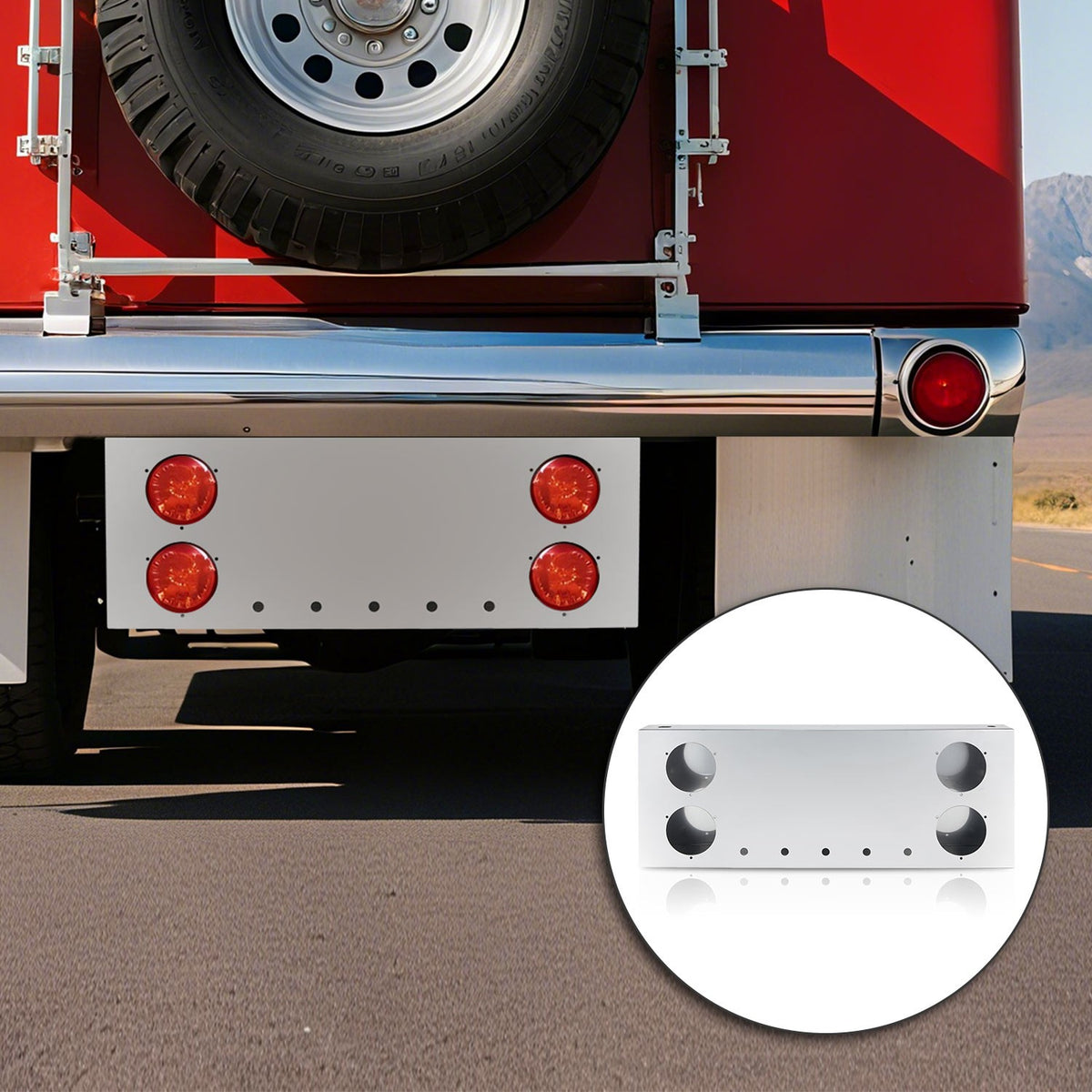 Stainless Steel Tail Light Panel for Semi Trucks & Trailers – 4.49” & 0.67” image 4