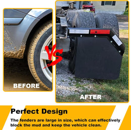 2 Pack 24 X 24 Inch Black Polymer Mud Flaps Angled Fit for Semi Trucks Trailers thumbnail 6