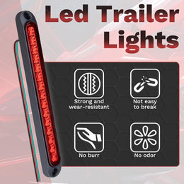 2 PCS Led Trailer Tail Light Bar, 10 Inch 15 Red Led Brake Lights Strip Assembly, IP67 Waterproof Trailer Light Kit for Golf Cart, for Marine Boats Golf Cart Offroad Truck RV UTV ATV thumbnail 4