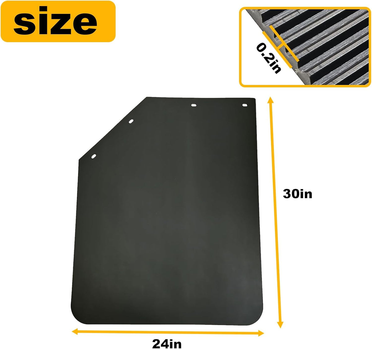 2 Pack 24 X 30 Inch Black Polymer Mud Flaps Angled Fit for Semi Trucks Trailers image 2