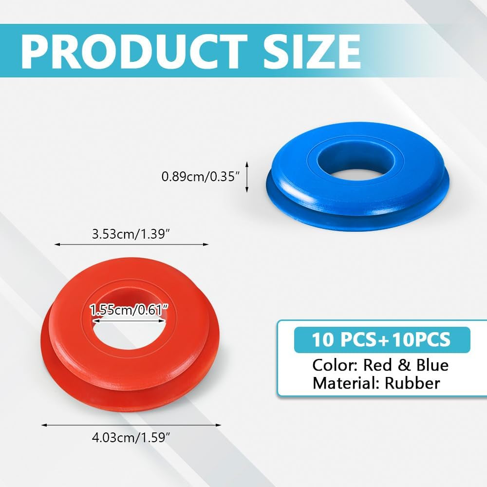 20PCS Glad Hand Seals, Rubber Gladhand Seals, Glad Hand Seal Washers Grommets round Gaskets for Semi Trucks Trailers Brake Air Hose, Parts Number 10028, Semi Truck Accessories (Red+Blue) image 2