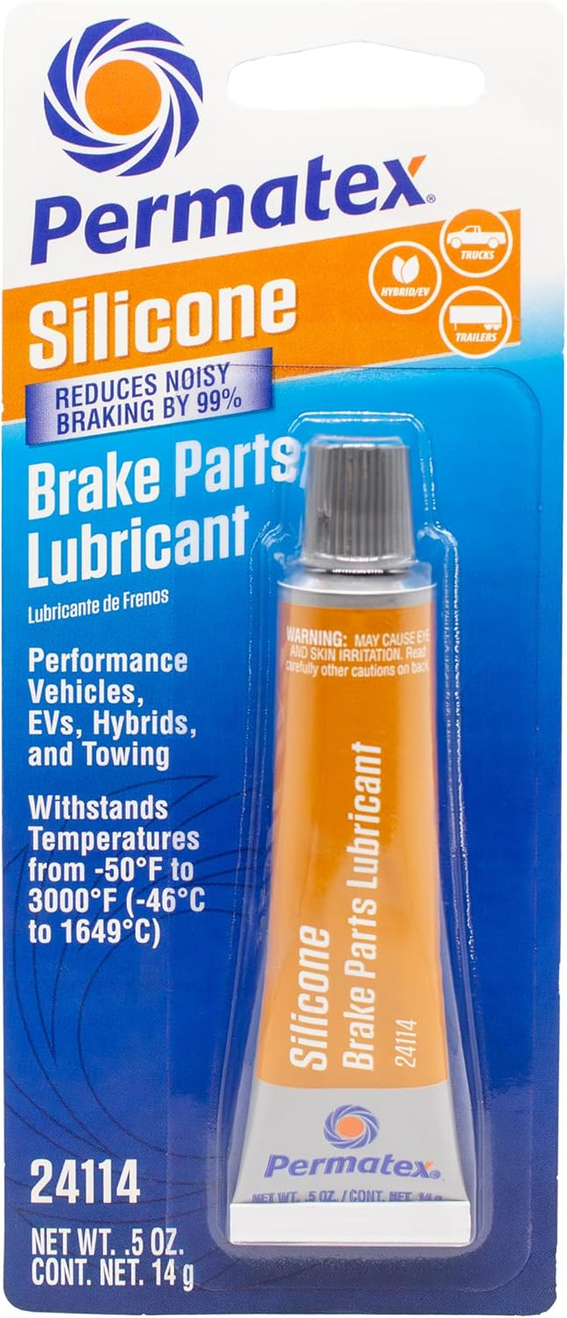 24114 Silicone Brake Parts Lubricant, Eliminates Noisy Braking, Fortified with Ceramic Solids, Non-Melting Formula Compatible with Metal, Rubber & Plastic, .5 Fl Oz. image 1