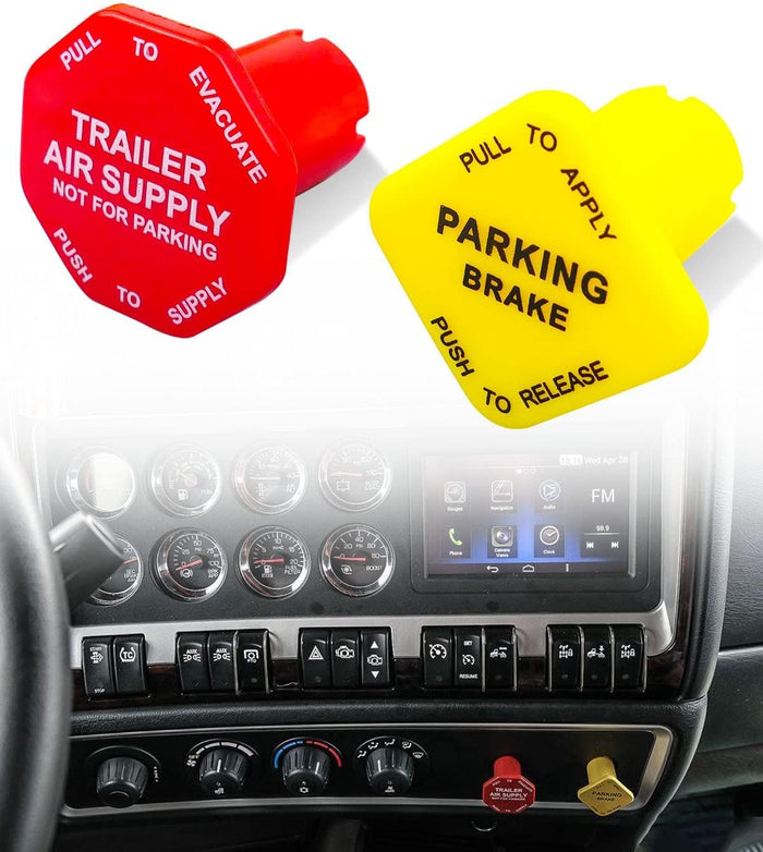 298818 Parking and Air Brake Knobs for Threaded Semi Trucks Fit for Peterbilt Kenworth Volvo Western Star Truck Red Trailer Supply Knob Parking Brake Knob Yellow Replace Bendix 298817