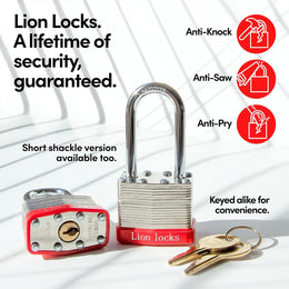 4 Keyed-Alike Padlocks W/ 2” Long Shackle, 8 Keys, Hardened Steel Pad Lock, Pick Resistant Brass Pin Cylinder (Pack of 4) thumbnail 6