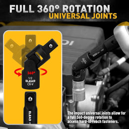 18PC Impact Socket Extension Set Swivel Universal Joints 1/4 3/8 1/2 Drive Socket Extension Bar Adapter Set for Automotive thumbnail 3