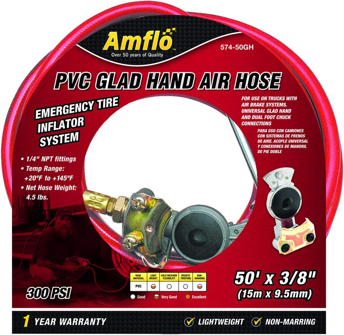 574-50GH 3/8" X 50' PVC Glad-Hand Air Hose image 2