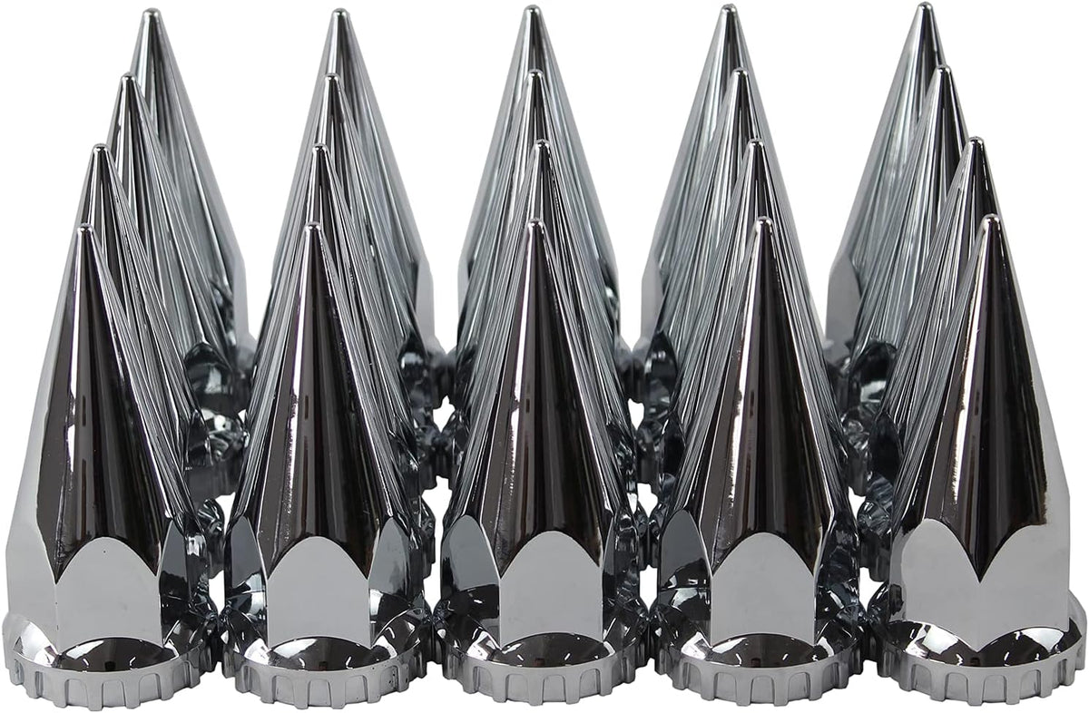 ABS Chrome Plastic 33Mm Thread-On Spiked Lug Nut Covers for Semi Trucks (Pack of 20) image 2
