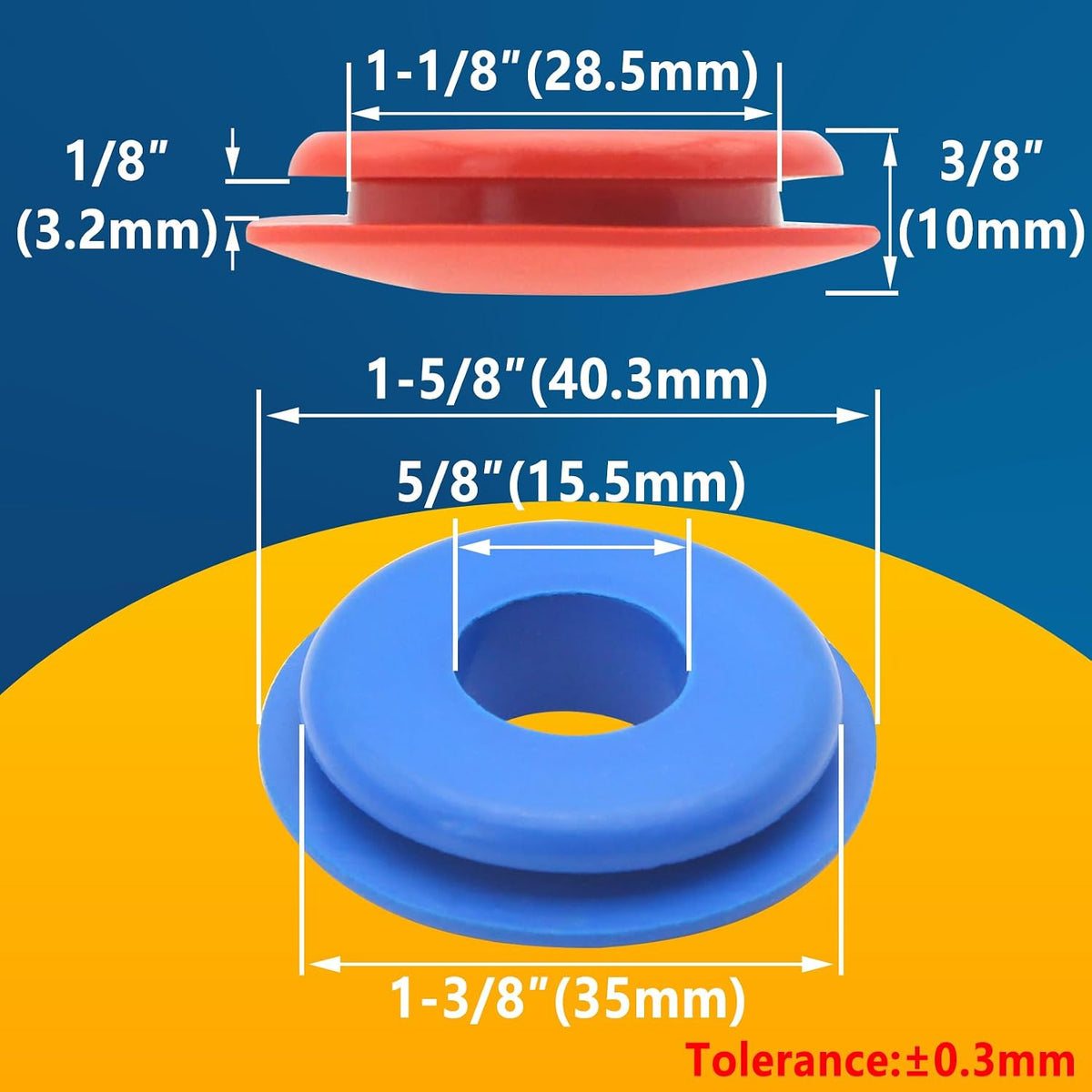 100Pcs Glad Hand Seals Rubber 50Pcs Red & 50Pcs Blue Truck Gladhand Seals Polyurethane Seal round Washers Grommets Gaskets for Semi Trucks Trailers Tractors, Parts Number 10028 image 6