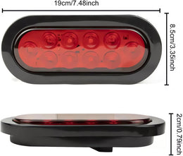 4Pcs Trailer Truck LED Sealed RED 6" Oval Stop/Turn/Tail Lights Flush Mount Waterproof Including 3-Pin Watertight Plug with Wires and Grommets Sealed thumbnail 3