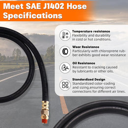 2PCS 3/8” Air Brake Chamber Hose,  3/8” Fit End X 3/8” Swivel End Rubber Air Brake Hose Assembly with Fittings, SAE J1402 Air Brake Hose for Semi Truck -36In thumbnail 4