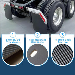 2 1/2" Angled Mud Flaps Set for Semi Trucks Stainless Steel Mudflap Hangers with 24*24" Flexible Mudflaps thumbnail 2