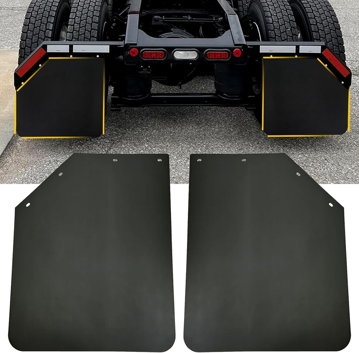 2 Pack 24 X 30 Inch Black Polymer Mud Flaps Angled Fit for Semi Trucks Trailers image 1
