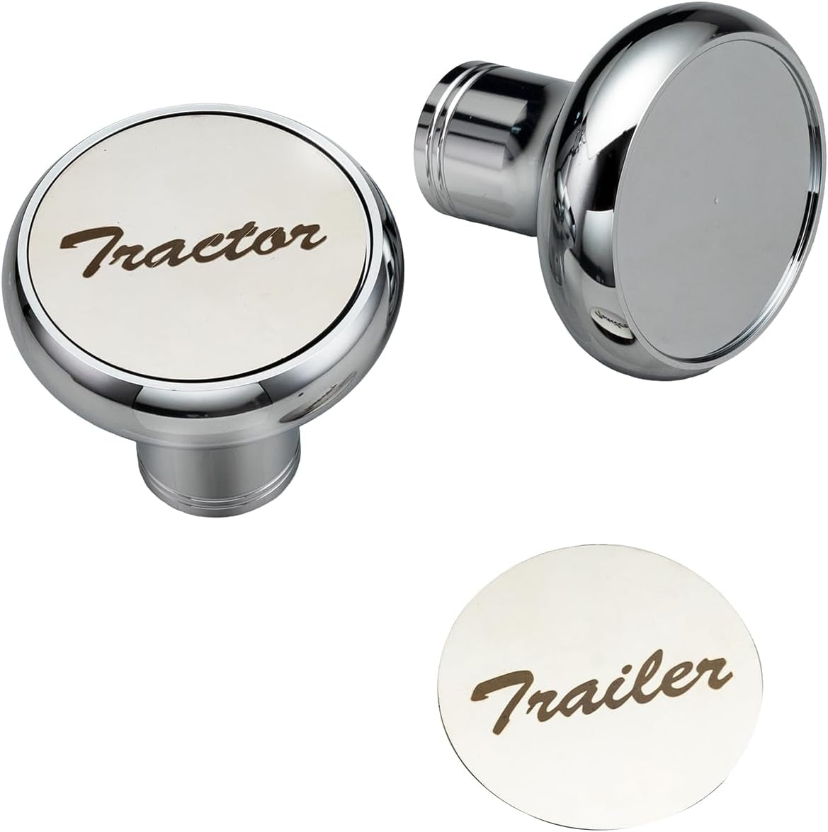 Pair of Tractor/Trailer Air Valve Knobs Made from Aluminum Interior Accessories Air Brake Knobs Compatible with Kenworth T680 Peterbilt 379 389 579 Freightliner, Chrome Stainless Steel (2 Set) image 4