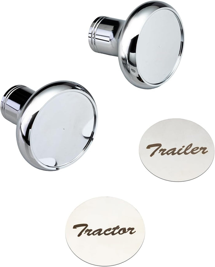 Pair of Tractor/Trailer Air Valve Knobs Made from Aluminum Interior Accessories Air Brake Knobs Compatible with Kenworth T680 Peterbilt 379 389 579 Freightliner, Chrome Stainless Steel (2 Set)