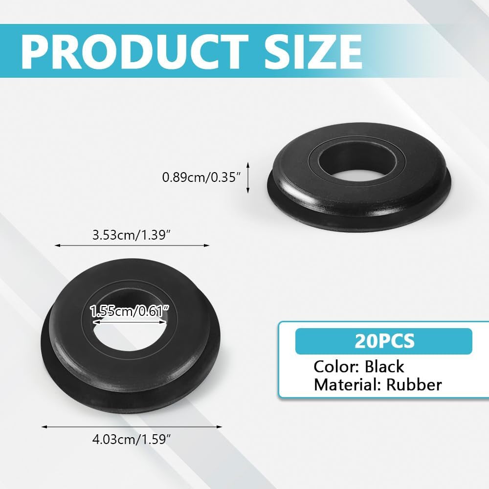 20PCS Glad Hand Seals, Rubber Gladhand Seals, Glad Hand Seal Washers Grommets round Gaskets for Semi Trucks Trailers Brake Air Hose, Parts Number 10028, Semi Truck Accessories (Black) image 2